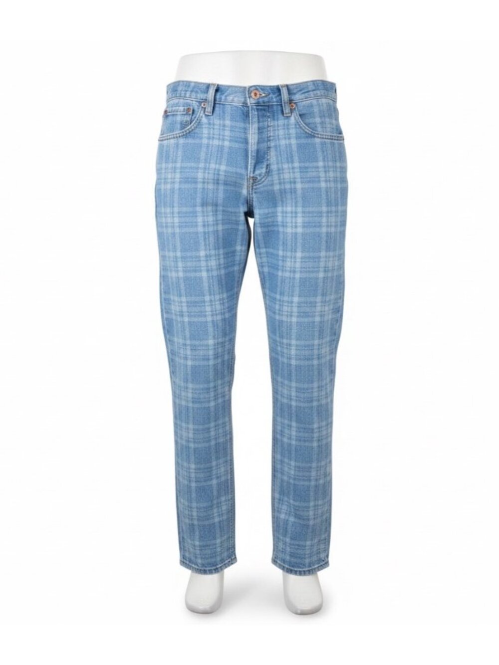Levis Mens Light Blue Plaid Denim Jeans 512 Slim Fit Modern Style Sz 32x30